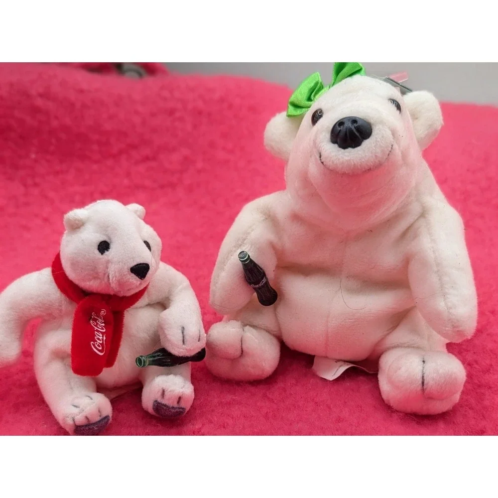 World Of Coca Cola Plush Polar Bears (Qty 2) Collectables With Bottles Vintage
